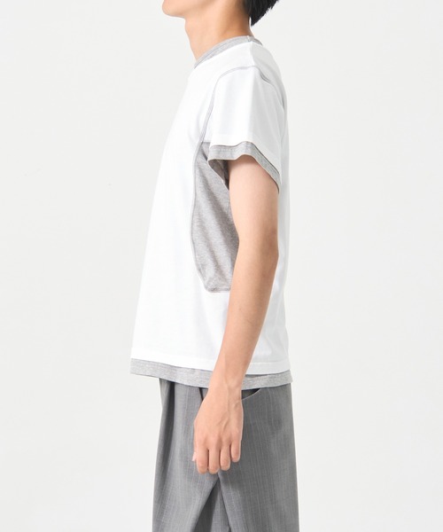 CONZ(コンズ)の「別注 LAYERD SHORT SLEEVE T-SHIRT(Tシャツ/カットソー・メンズ・ホワイト/ブラック/ダークグレー・2/3/1)」の4枚目の写真