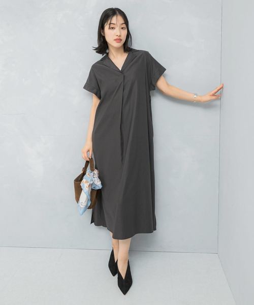 URBAN RESEARCH ROSSO WOMEN（アーバンリサーチ　ロッソ）の「オープンカラーベルト付ワンピース（ワンピース・レディース・チャコールグレー・FREE）」の3枚目の写真