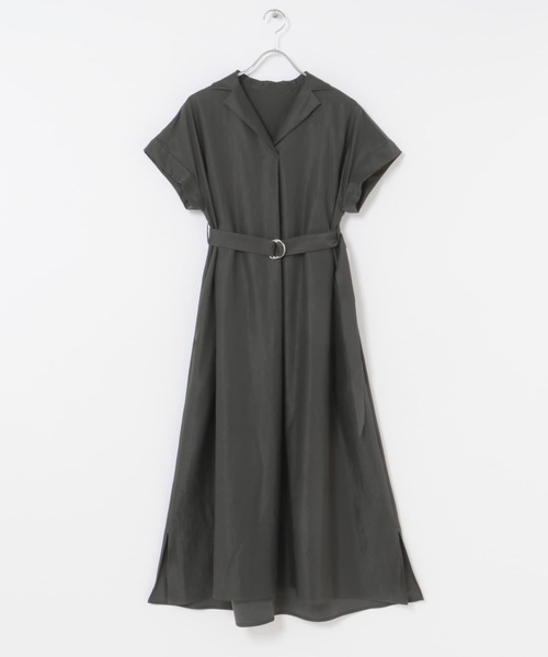 URBAN RESEARCH ROSSO WOMEN（アーバンリサーチ　ロッソ）の「オープンカラーベルト付ワンピース（ワンピース・レディース・チャコールグレー・FREE）」の11枚目の写真