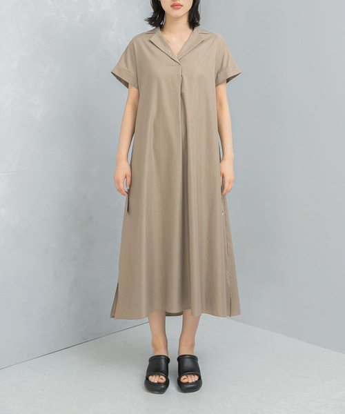 URBAN RESEARCH ROSSO WOMEN（アーバンリサーチ　ロッソ）の「オープンカラーベルト付ワンピース（ワンピース・レディース・チャコールグレー・FREE）」の4枚目の写真