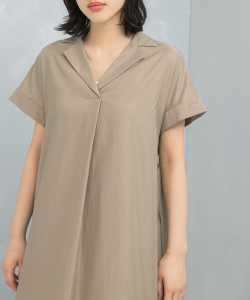 URBAN RESEARCH ROSSO WOMEN（アーバンリサーチ　ロッソ）の「オープンカラーベルト付ワンピース（ワンピース・レディース・チャコールグレー・FREE）」の7枚目の写真