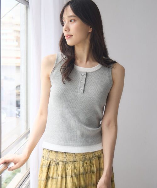 RETRO GIRL（レトロガール）の「カップ付きレイヤードタンク（タンクトップ・レディース・ブラック/ライトグレー/ブラウン・FREE）」の5枚目の写真