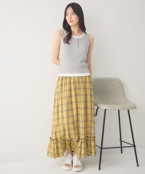 RETRO GIRL（レトロガール）の「カップ付きレイヤードタンク（タンクトップ・レディース・ブラック/ライトグレー/ブラウン・FREE）」の6枚目の写真