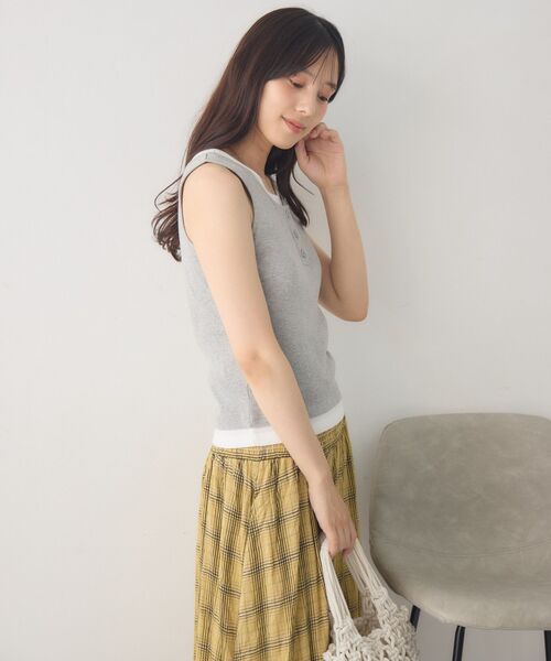 RETRO GIRL（レトロガール）の「カップ付きレイヤードタンク（タンクトップ・レディース・ブラック/ライトグレー/ブラウン・FREE）」の11枚目の写真