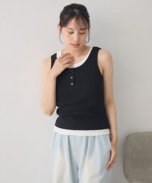 RETRO GIRL（レトロガール）の「カップ付きレイヤードタンク（タンクトップ・レディース・ブラック/ライトグレー/ブラウン・FREE）」の18枚目の写真