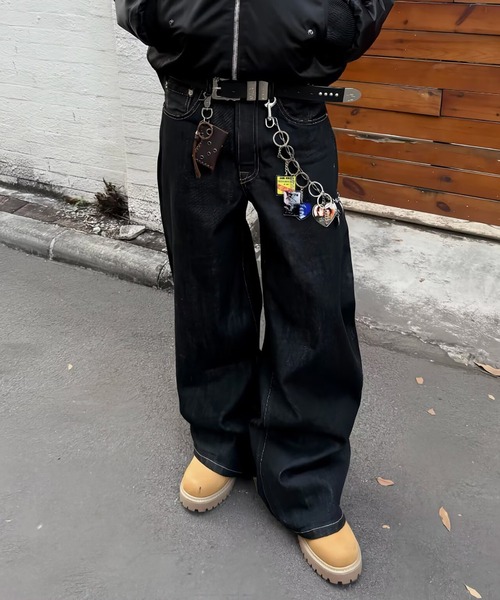 きれいめにもハマる” ブラックワイドリジットデニム（デニムパンツ