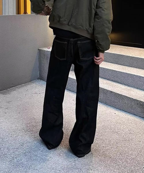 Evo+Revo（エボレボ）の「“きれいめにもハマる” ブラックワイドリジットデニム（デニムパンツ・メンズ・ブラック・M/L/XL）」の12枚目の写真