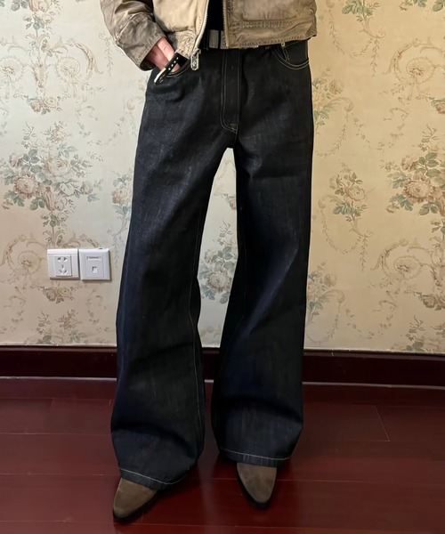 Evo+Revo（エボレボ）の「“きれいめにもハマる” ブラックワイドリジットデニム（デニムパンツ・メンズ・ブラック・M/L/XL）」の10枚目の写真