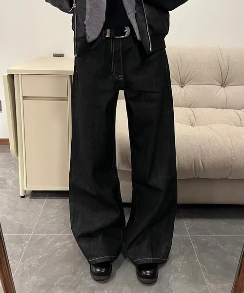 Evo+Revo（エボレボ）の「“きれいめにもハマる” ブラックワイドリジットデニム（デニムパンツ・メンズ・ブラック・M/L/XL）」の8枚目の写真