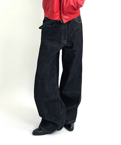 セール】“きれいめにもハマる” ブラックワイドリジットデニム（デニム