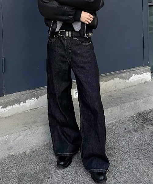 Evo+Revo（エボレボ）の「“きれいめにもハマる” ブラックワイドリジットデニム（デニムパンツ・メンズ・ブラック・M/L/XL）」の3枚目の写真