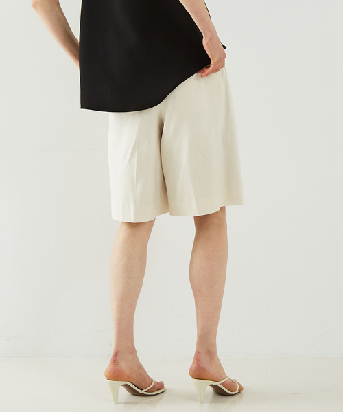 DESIGNWORKS(デザインワークス)の「リネンヴィスコースハイウエストハーフパンツ(その他パンツ・レディース・アイボリー/ブラック・36/38)」の3枚目の写真