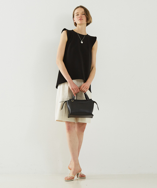 DESIGNWORKS(デザインワークス)の「リネンヴィスコースハイウエストハーフパンツ(その他パンツ・レディース・アイボリー/ブラック・36/38)」の5枚目の写真