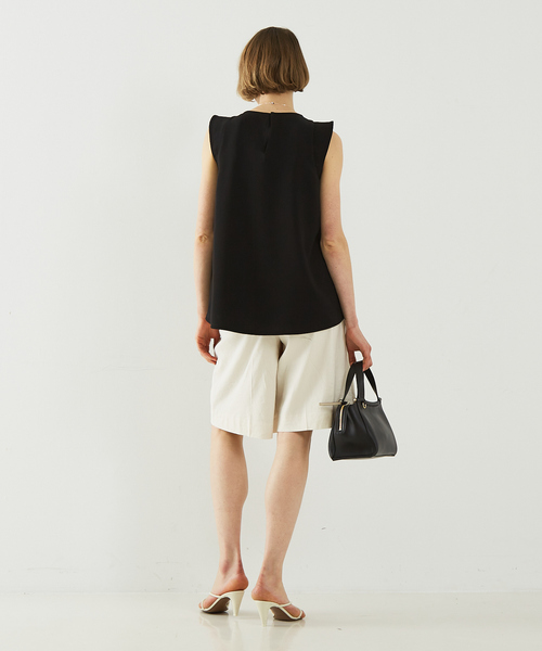 DESIGNWORKS(デザインワークス)の「リネンヴィスコースハイウエストハーフパンツ(その他パンツ・レディース・アイボリー/ブラック・36/38)」の9枚目の写真