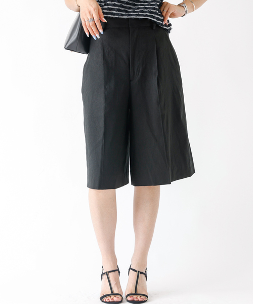 DESIGNWORKS(デザインワークス)の「リネンヴィスコースハイウエストハーフパンツ(その他パンツ・レディース・アイボリー/ブラック・36/38)」の15枚目の写真