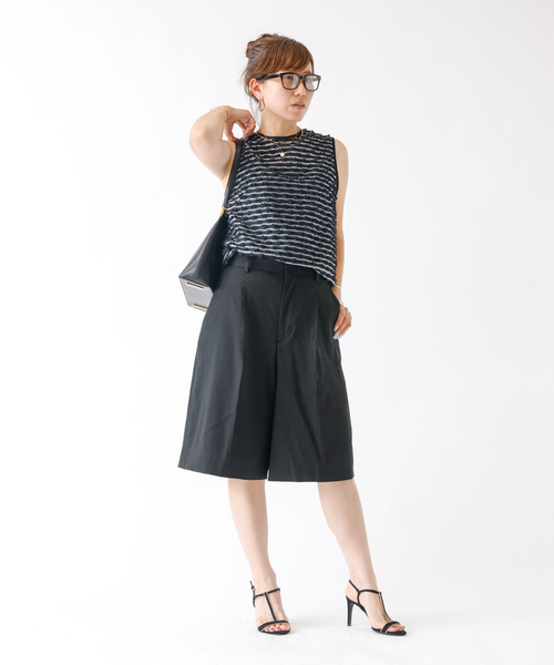 DESIGNWORKS(デザインワークス)の「リネンヴィスコースハイウエストハーフパンツ(その他パンツ・レディース・アイボリー/ブラック・36/38)」の17枚目の写真