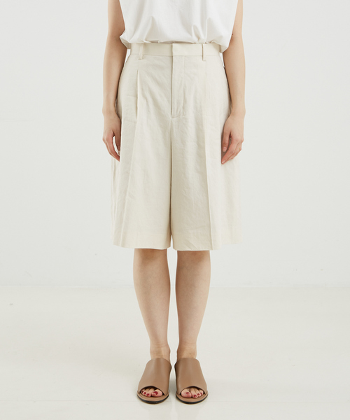 DESIGNWORKS(デザインワークス)の「リネンヴィスコースハイウエストハーフパンツ(その他パンツ・レディース・アイボリー/ブラック・36/38)」の22枚目の写真