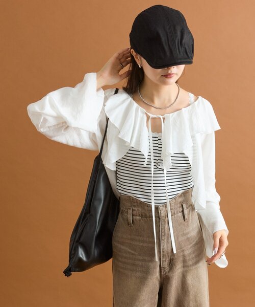 mystic(ミスティック)の「【4色展開◎】ラッフルボレロブラウス(シャツ/ブラウス・レディース・ブルー/オフホワイト/ブラック/ブラウン・FREE)」の9枚目の写真