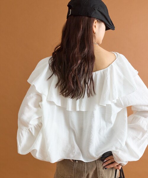 mystic(ミスティック)の「【4色展開◎】ラッフルボレロブラウス(シャツ/ブラウス・レディース・ブルー/オフホワイト/ブラック/ブラウン・FREE)」の14枚目の写真