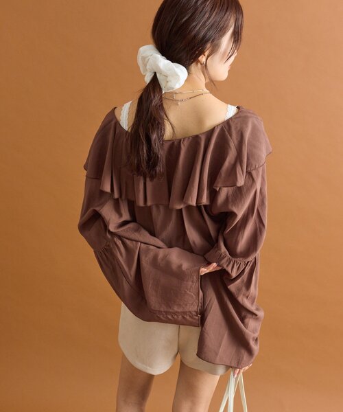 mystic(ミスティック)の「【4色展開◎】ラッフルボレロブラウス(シャツ/ブラウス・レディース・ブルー/オフホワイト/ブラック/ブラウン・FREE)」の18枚目の写真
