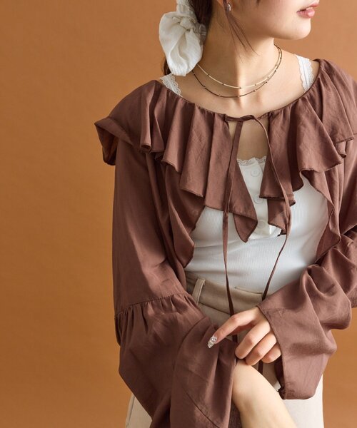 mystic(ミスティック)の「【4色展開◎】ラッフルボレロブラウス(シャツ/ブラウス・レディース・ブルー/オフホワイト/ブラック/ブラウン・FREE)」の19枚目の写真