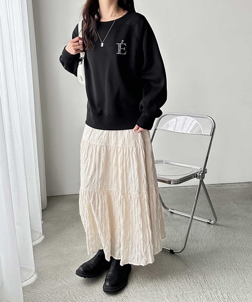GeeRA(ジーラ)の「ビジューワッペンボートネックスウェット(スウェット・レディース・オートミール/ブラック・MEDIUM/LARGE)」の7枚目の写真