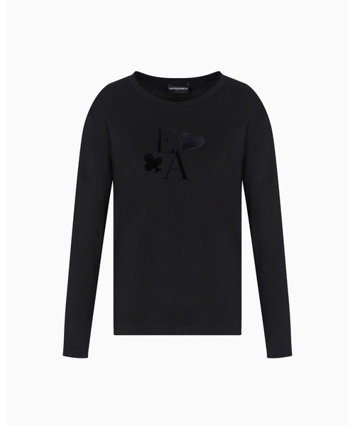 EMPORIO ARMANI(エンポリオアルマーニ)の「【エンポリオ アルマーニ】ASV 長袖Tシャツ オーガニックジャージー フロックプリントロゴ(Tシャツ/カットソー・レディース・ブラック・X-SMALL/SMALL/MEDIUM/LARGE)」の5枚目の写真