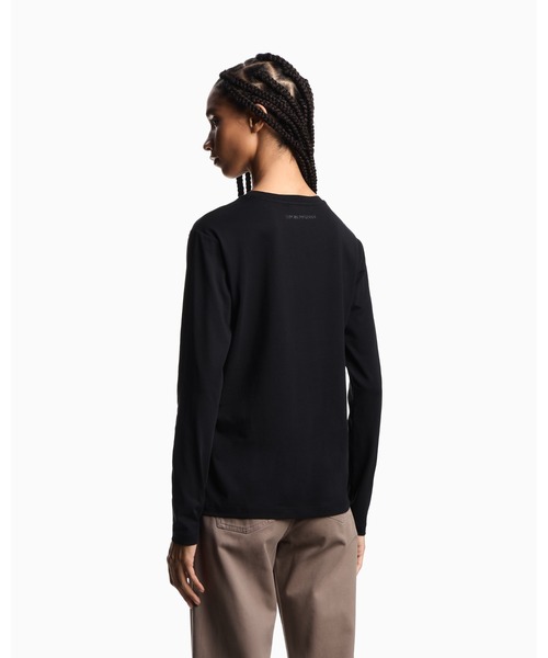 EMPORIO ARMANI(エンポリオアルマーニ)の「【エンポリオ アルマーニ】ASV 長袖Tシャツ オーガニックジャージー フロックプリントロゴ(Tシャツ/カットソー・レディース・ブラック・X-SMALL/SMALL/MEDIUM/LARGE)」の3枚目の写真