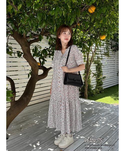 SNOOPY(スヌーピー)の「PEANUTS カラーワンピース(ワンピース・レディース・グリーン/オフホワイト・FREE)」の13枚目の写真