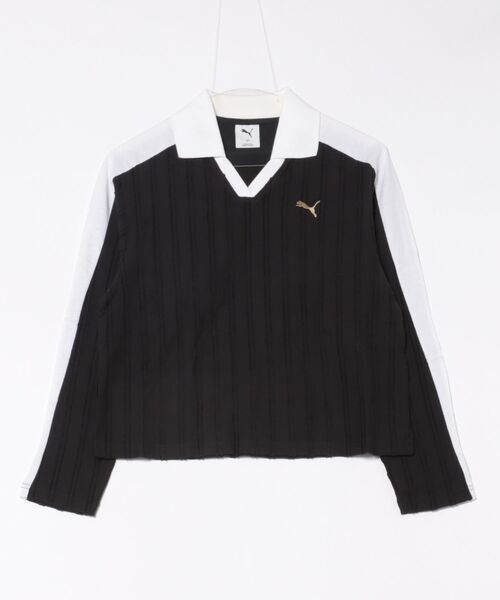 PUMA(プーマ)の「PUMA プーマ W T7 RELAXED LONG SLEEVE POLO ロングスリーブ 633963 01BK(Tシャツ/カットソー・レディース・ブラック・SMALL/MEDIUM/LARGE)」の1枚目の写真