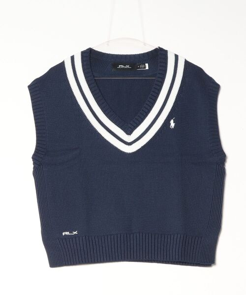 POLO GOLF（ポロ ゴルフ）の「コットンブレンド クリケット セーター ベスト（ベスト・レディース・ネイビー系1・L/S/M/XS/XXS）」の2枚目の写真