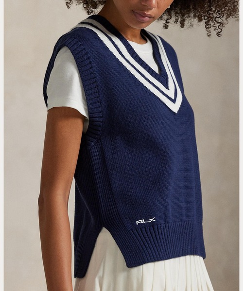 POLO GOLF（ポロ ゴルフ）の「コットンブレンド クリケット セーター ベスト（ベスト・レディース・ネイビー系1・L/S/M/XS/XXS）」の7枚目の写真