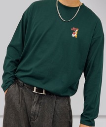 【GROOVY STORE】ワイドシルエット ワンポイント刺繍ロングスリーブT