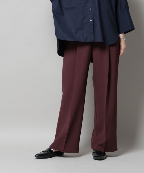 NANO universe（ナノユニバース）の「ツイルワイドスラックス（スラックス・レディース・ダークブラウン/アイボリー/チャコール・M/S）」の4枚目の写真