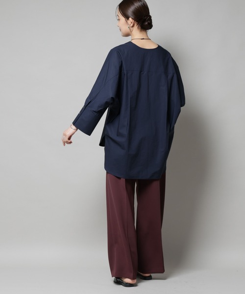 NANO universe（ナノユニバース）の「ツイルワイドスラックス（スラックス・レディース・ダークブラウン/アイボリー/チャコール・M/S）」の8枚目の写真