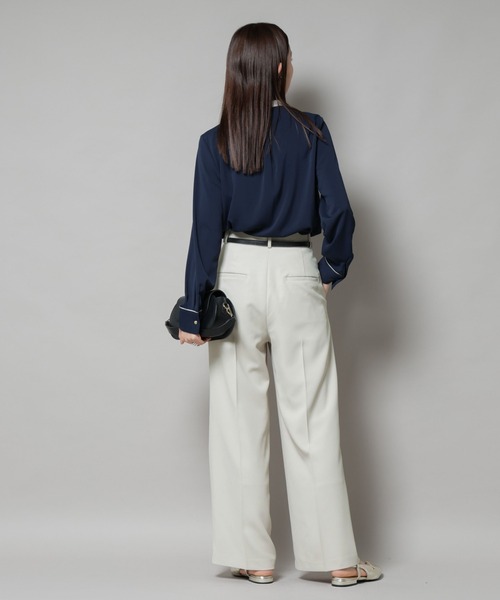 NANO universe（ナノユニバース）の「ツイルワイドスラックス（スラックス・レディース・ダークブラウン/アイボリー/チャコール・M/S）」の15枚目の写真