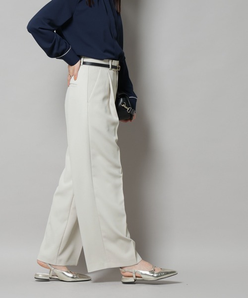 NANO universe（ナノユニバース）の「ツイルワイドスラックス（スラックス・レディース・ダークブラウン/アイボリー/チャコール・M/S）」の12枚目の写真