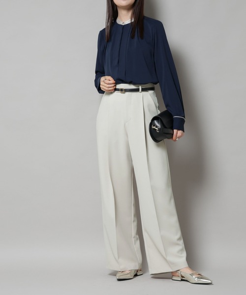 NANO universe（ナノユニバース）の「ツイルワイドスラックス（スラックス・レディース・ダークブラウン/アイボリー/チャコール・M/S）」の13枚目の写真