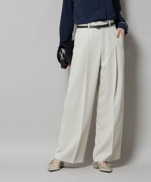 NANO universe（ナノユニバース）の「ツイルワイドスラックス（スラックス・レディース・ダークブラウン/アイボリー/チャコール・M/S）」の11枚目の写真