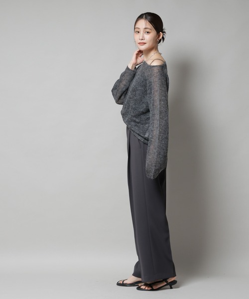 NANO universe（ナノユニバース）の「ツイルワイドスラックス（スラックス・レディース・ダークブラウン/アイボリー/チャコール・M/S）」の21枚目の写真