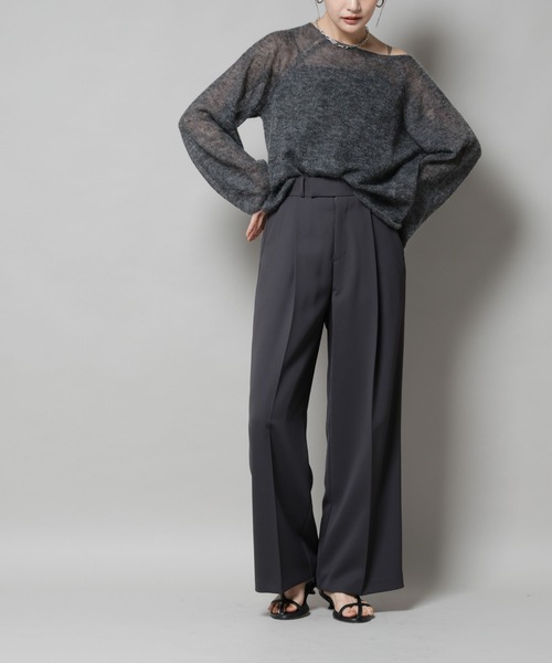 NANO universe（ナノユニバース）の「ツイルワイドスラックス（スラックス・レディース・ダークブラウン/アイボリー/チャコール・M/S）」の19枚目の写真