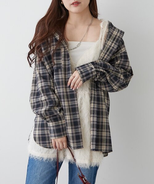 continuer de NICE CLAUP(コンティニューデナイスクラップ)の「フード付チェックオーバーシャツ(シャツ/ブラウス・レディース・ブラック系その他/レッド系その他/ブルー系その他/ブラウン系その他・FREE)」の17枚目の写真