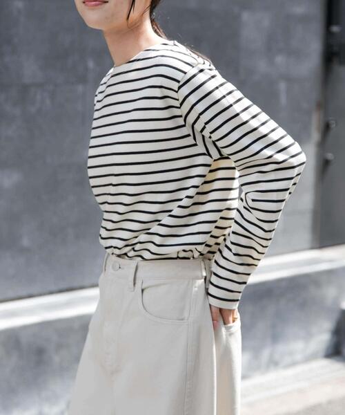 FORK&SPOON（フォークアンドスプーン）の「FORK&SPOON　ボートネックボーダー（Tシャツ/カットソー・レディース・グリーン系その他/レッド系その他/ブラック系その他・1/2）」の4枚目の写真