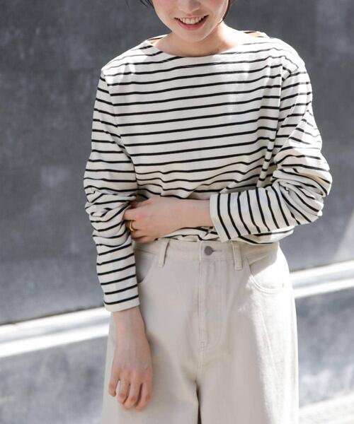 FORK&SPOON（フォークアンドスプーン）の「FORK&SPOON　ボートネックボーダー（Tシャツ/カットソー・レディース・グリーン系その他/レッド系その他/ブラック系その他・1/2）」の8枚目の写真