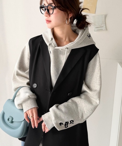 classicalelf（クラシカルエルフ）の「いつものコーデに重ねるだけ。即、今っぽこなれ感。ダブルジャケットジレベスト（ベスト・レディース・ブラウン/ベージュ/ブラック・MEDIUM/LARGE/X-LARGE/SMALL）」の9枚目の写真