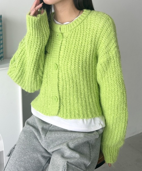 wears(ウェアーズ)の「クルーネックローゲージニットショートカーディガン(カーディガン/ボレロ・レディース・アイボリー/グレー/ブラウン/グリーン・FREE)」の7枚目の写真