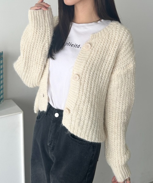 wears(ウェアーズ)の「クルーネックローゲージニットショートカーディガン(カーディガン/ボレロ・レディース・アイボリー/グレー/ブラウン/グリーン・FREE)」の10枚目の写真