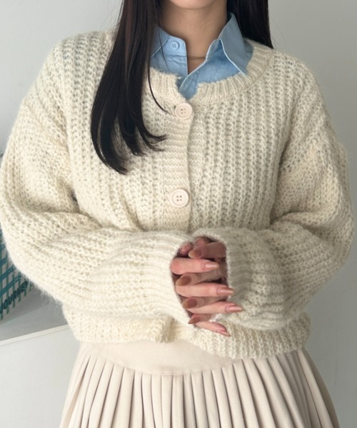 wears(ウェアーズ)の「クルーネックローゲージニットショートカーディガン(カーディガン/ボレロ・レディース・アイボリー/グレー/ブラウン/グリーン・FREE)」の17枚目の写真