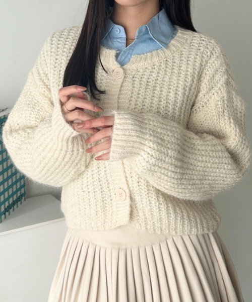 wears(ウェアーズ)の「クルーネックローゲージニットショートカーディガン(カーディガン/ボレロ・レディース・アイボリー/グレー/ブラウン/グリーン・FREE)」の18枚目の写真