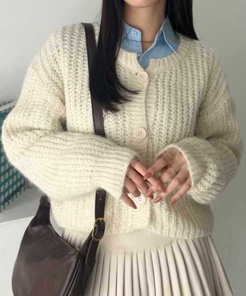wears(ウェアーズ)の「クルーネックローゲージニットショートカーディガン(カーディガン/ボレロ・レディース・アイボリー/グレー/ブラウン/グリーン・FREE)」の15枚目の写真
